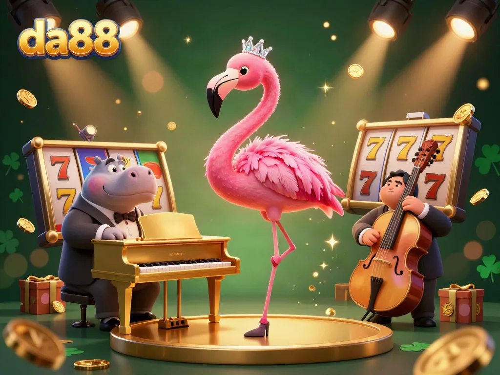 Experience the vibrant energy of da88's casino scene with stellar characters and thematic elements.