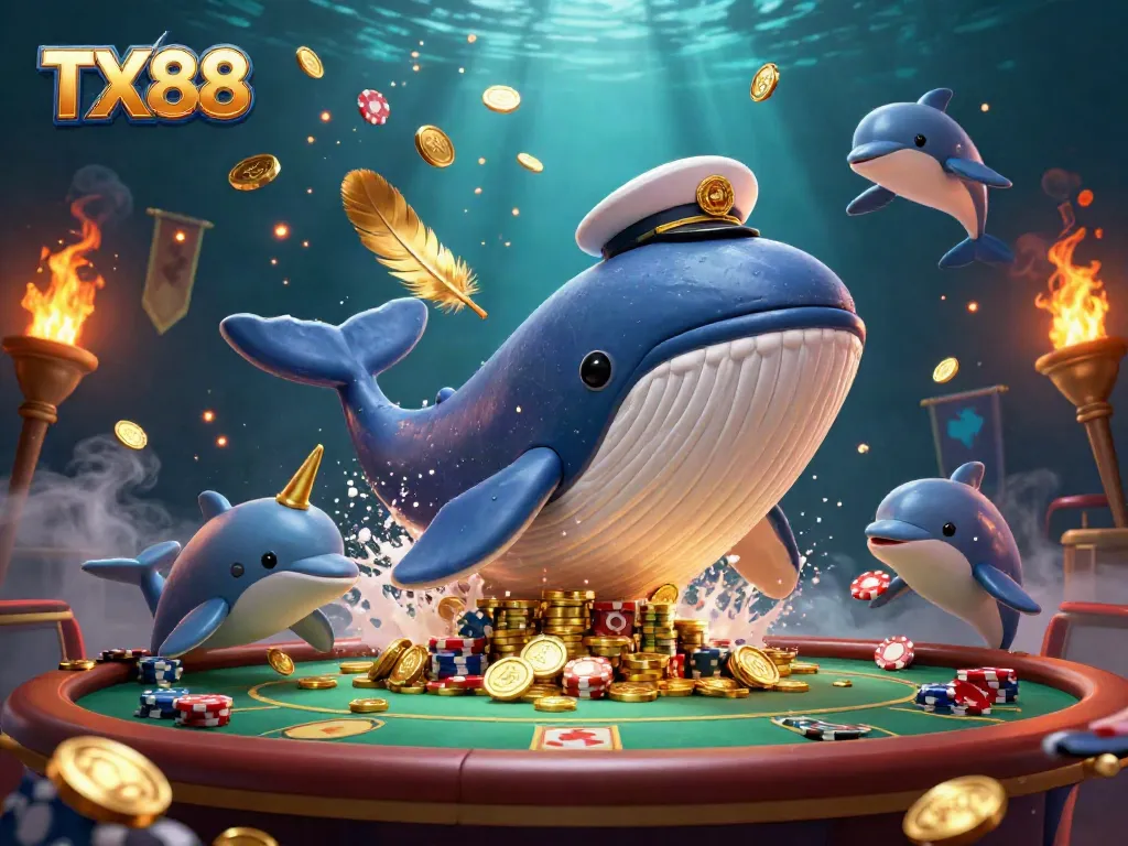 Experience the excitement of TX88 casino with playful characters in a vibrant poker scene.