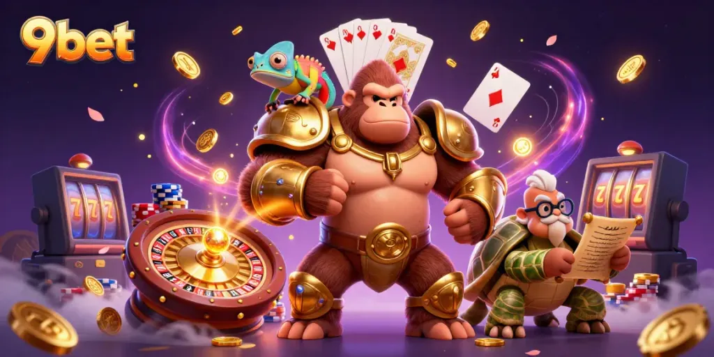 Engage with thrilling gaming action at 9bet featuring vibrant characters and casino elements.