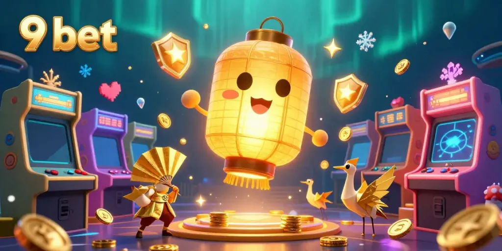 Engage in exciting games at 9 bet's vibrant casino with golden lantern spirits and dynamic game elements.