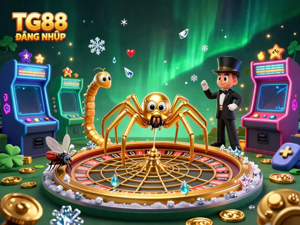 Engage in exciting gameplay with TG88 ĐĂNG NHẬP featuring a vibrant 3D casino illustration filled with colorful elements.