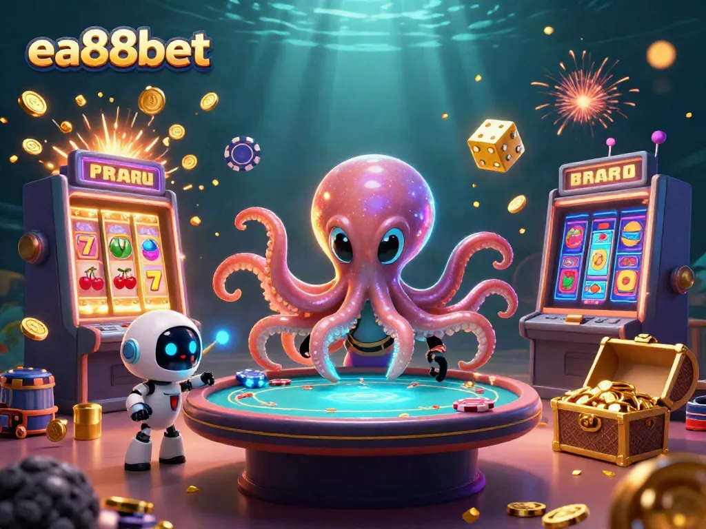 Engage with the exciting features of ea88bet in a dynamic 3D casino scene full of action and color.