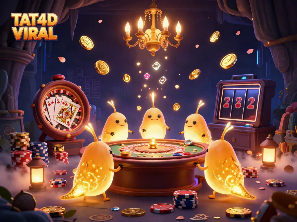 TAT4D VIRAL illuminates a cave casino with glowing glowworms, casino elements, and vibrant colors.