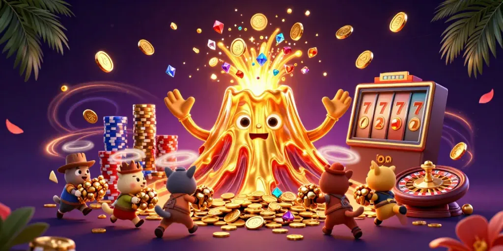 Pemain meraih kemenangan di bandar36 login sambil dikelilingi koin emas dan jackpot.