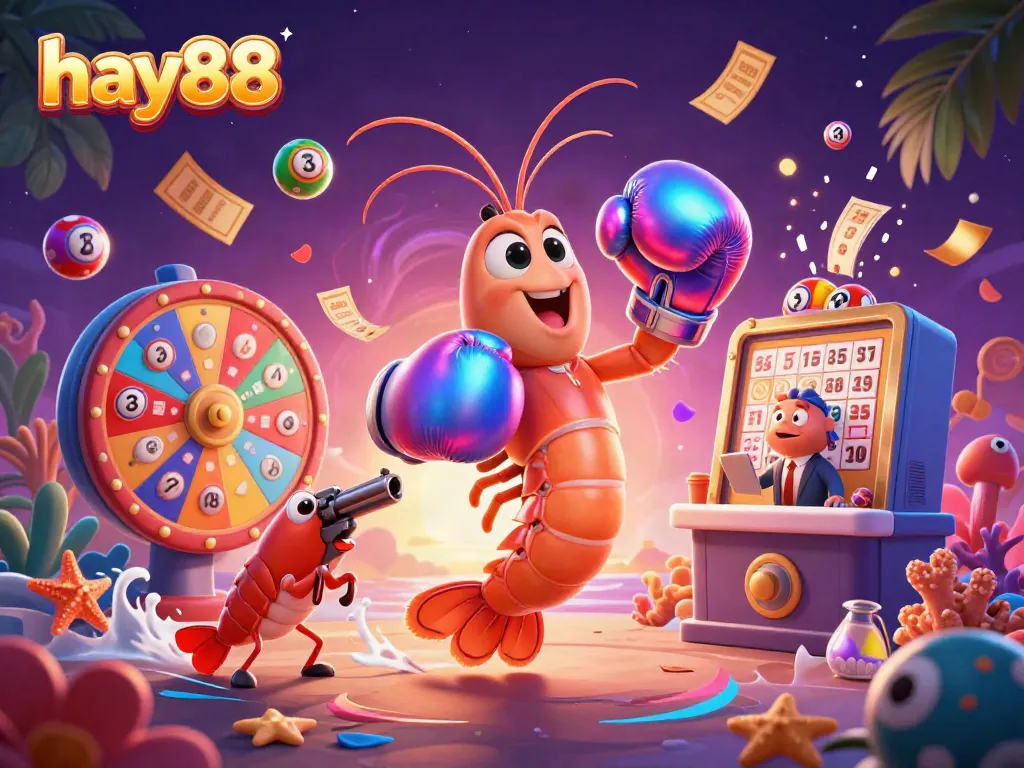 Engage with hay88's colorful lottery scene featuring dynamic characters and exciting gambling elements.