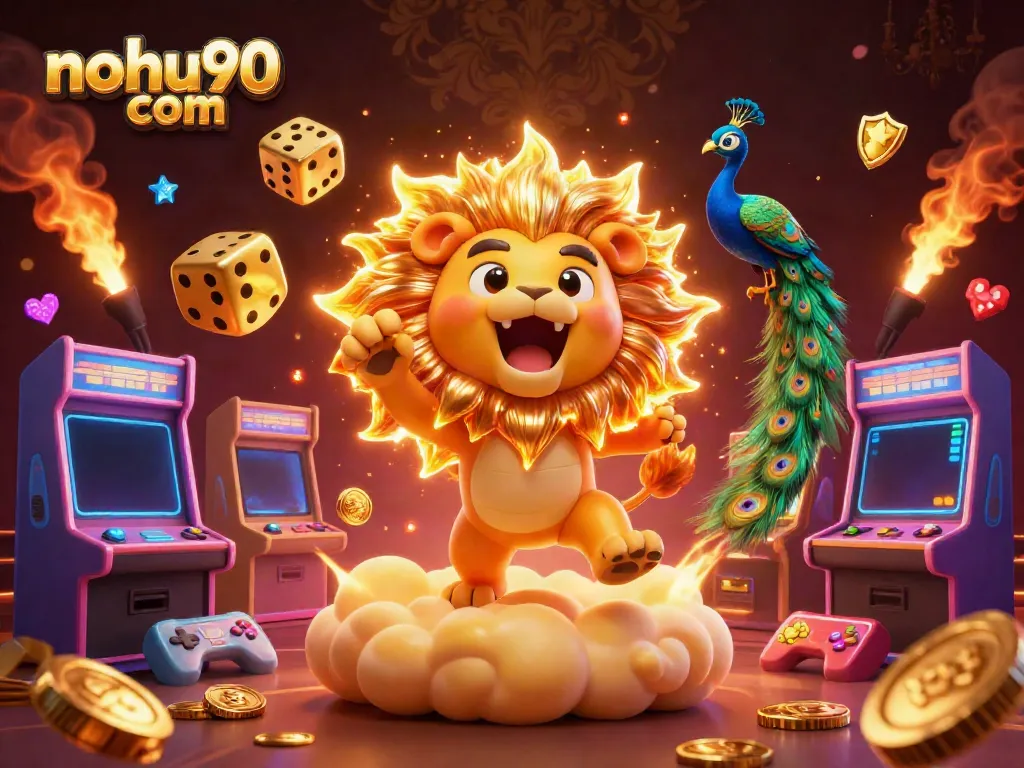 Spin winning reels with nohu90 com at this vibrant online casino illustration.