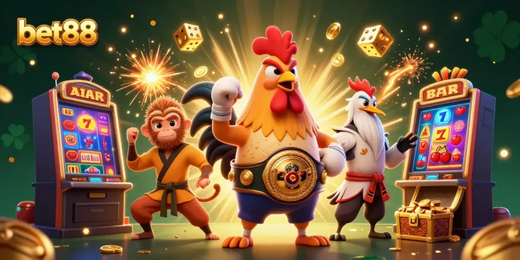 Experience thrilling moments at bet88 with dynamic characters in a vibrant casino scene.