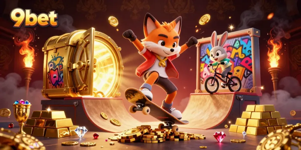 Experience thrilling gameplay at 9bet with vibrant casino-themed characters and elements.