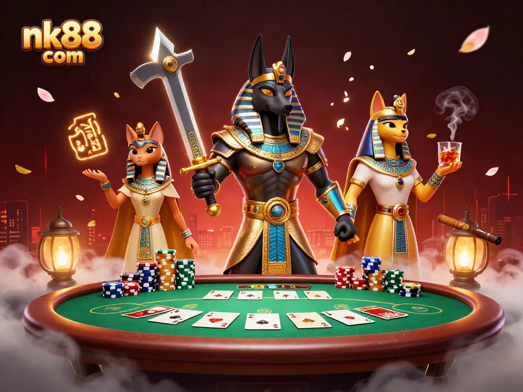 Engage with nk88 com's dynamic poker experience featuring ancient warriors and rich casino elements.