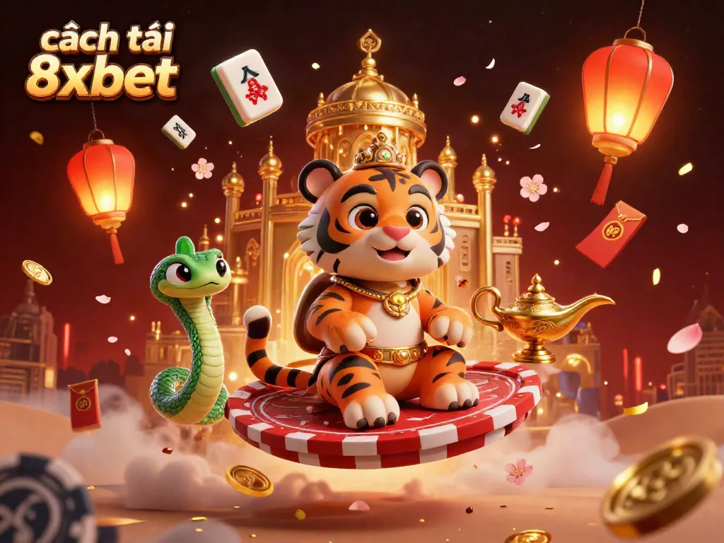 Experience the exciting journey of cách tải 8xbet with an Arabian Nights-themed illustration of gambling delights.