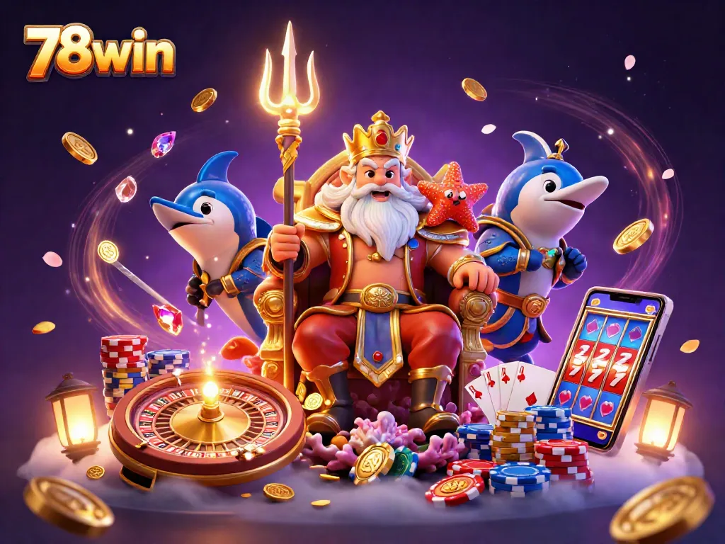 Engage in thrilling gaming adventures with 78win, featuring dynamic casino elements and vibrant characters.