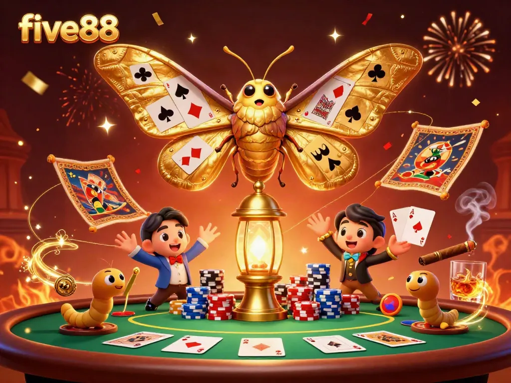 Experience winning strategies at five88 with a vibrant casino scene featuring iconic gaming elements.