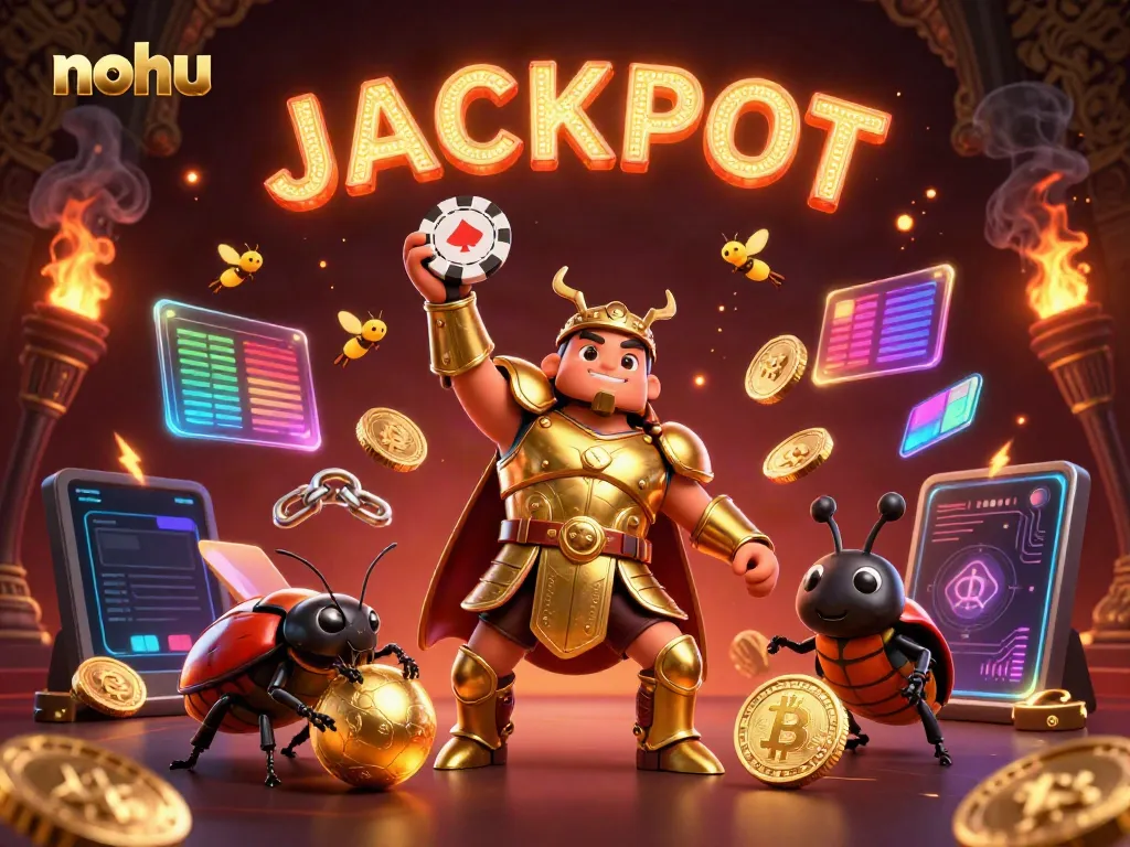 Experience the thrill of nohu gaming with a golden beetle championing the jackpot.