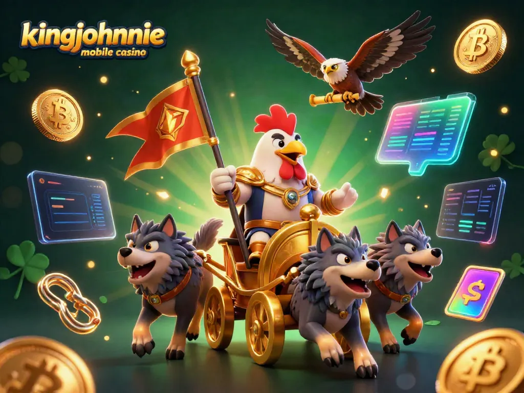 Experience thrilling gameplay at kingjohnnie mobile casino with a dynamic illustration showcasing exciting elements.