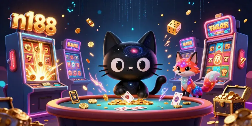 Engage in thrilling 3D casino action with n188's vibrant cosmic graphics and jackpot excitement