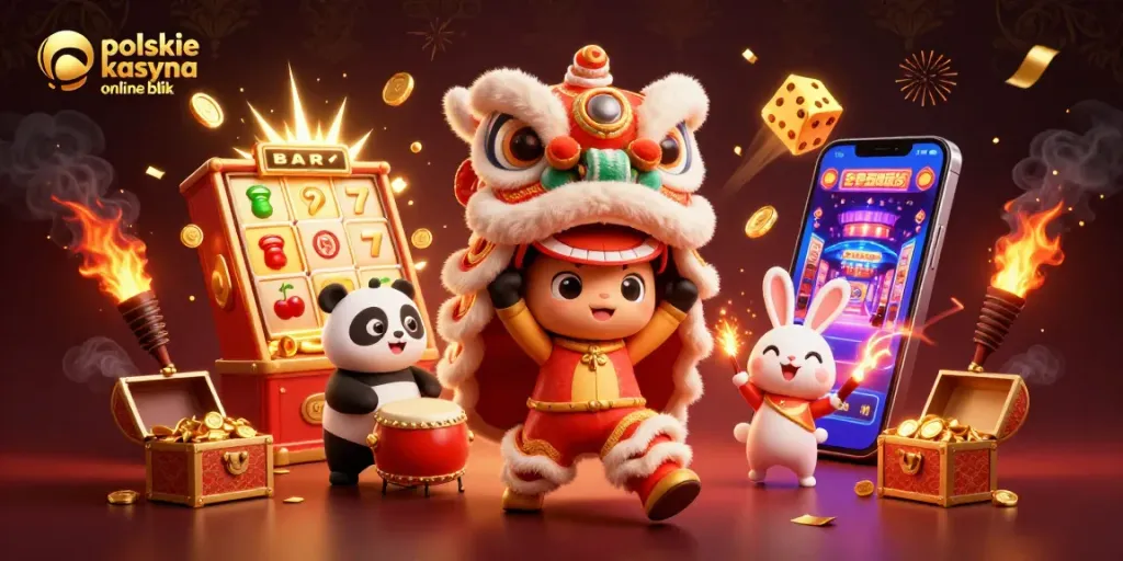 Experience the excitement of polskie kasyna online blik with a vibrant 3D casino scene full of dynamic elements.