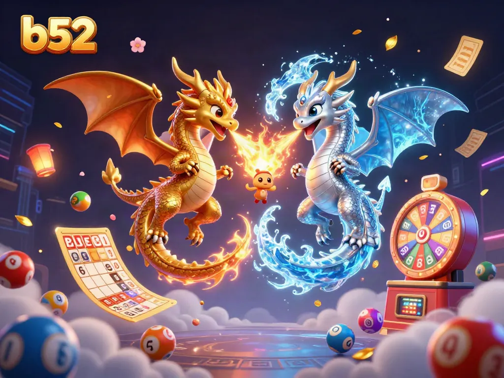 Engage in thrilling gameplay at b52 with dynamic lottery elements and mythical dragons in an enchanting scene.
