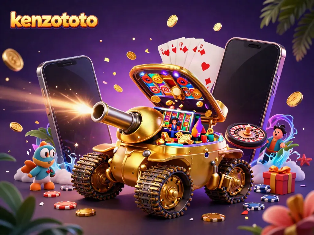 Experience the excitement of kenzototo with a golden beetle tank revealing a miniature casino.