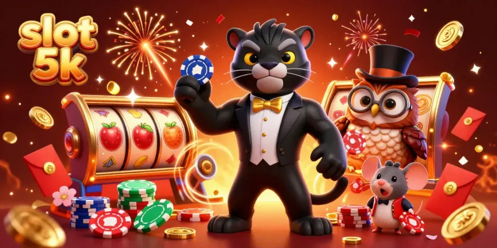 Experience thrilling slot gameplay with dynamic characters and vibrant casino elements in slot 5k.