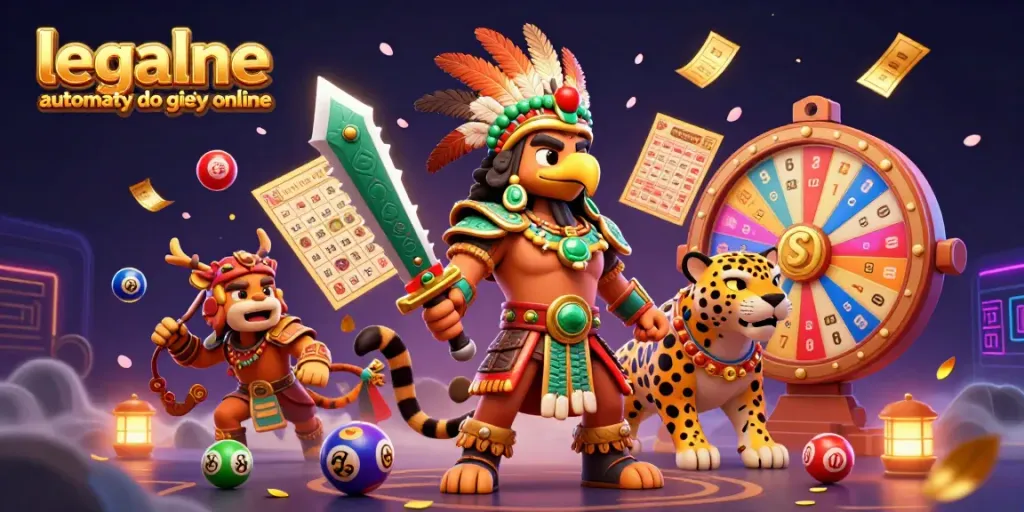 Experience the thrill of legalne automaty do gier online with dynamic elements and characters illustrating a vibrant casino atmosphere.