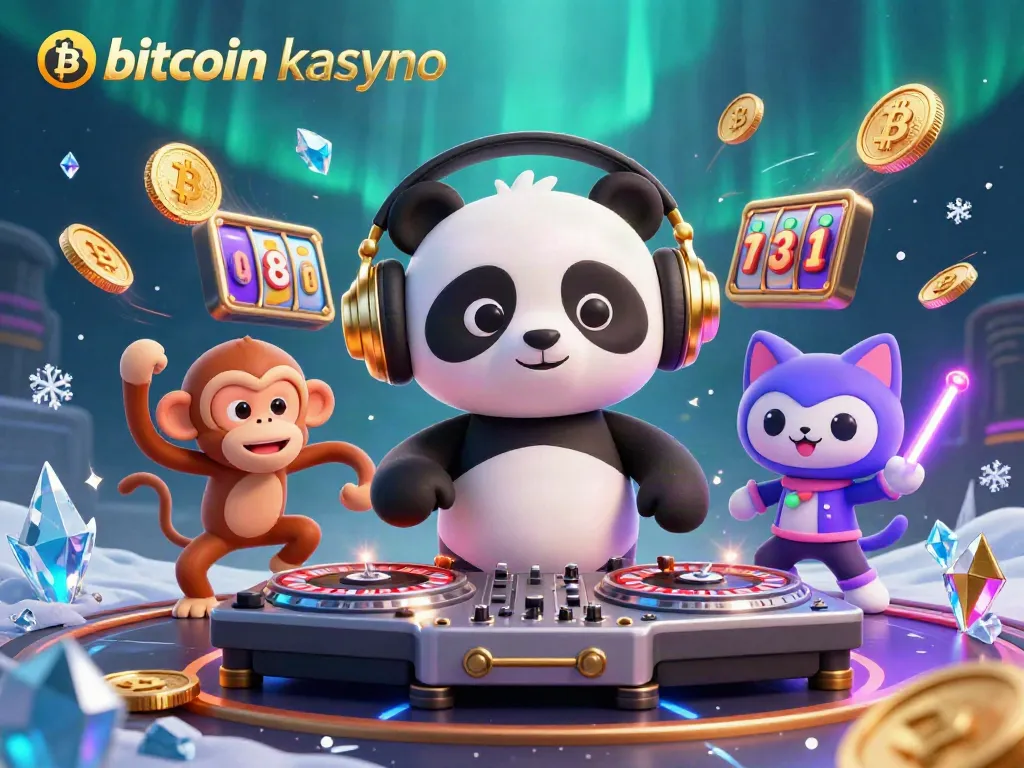 Experience the excitement of bitcoin kasyno with DJ panda and friends in this vibrant 3D casino scene.