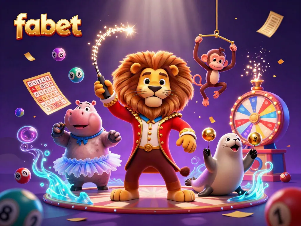 Experience dynamic gaming action with fabet featuring lively circus characters in a vibrant casino setting.