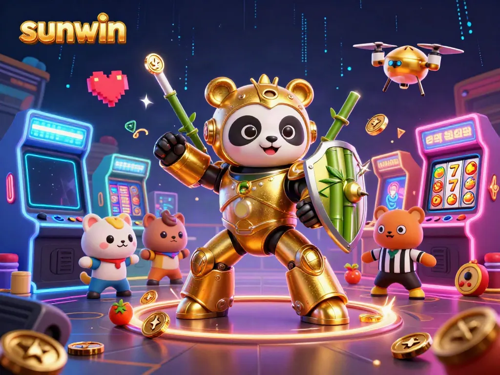 Engage in thrilling gameplay at sunwin, a vibrant 3D digital illustration showcasing excitement in the casino environment.